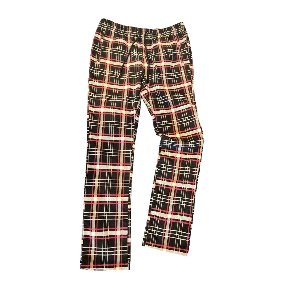 Neil Barrett Lightning Bolt Plaid Trousers Black Pink White Mens Large L/G